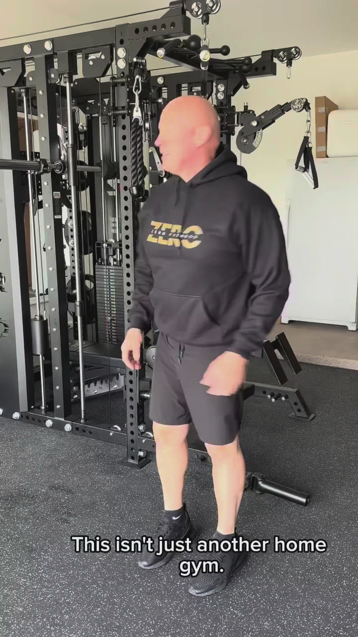 Customer training with a Zero Fitness SM500 in a home gym